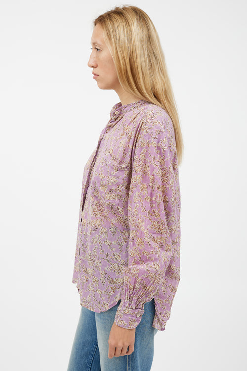 Isabel Marant Étoile Purple 
Cream Floral Shirt