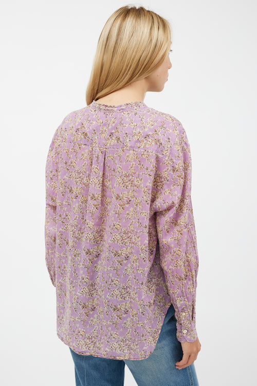 Isabel Marant Étoile Purple 
Cream Floral Shirt