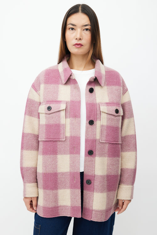 Isabel Marant Étoile Purple 
Cream Wool Haverli Check Jacket