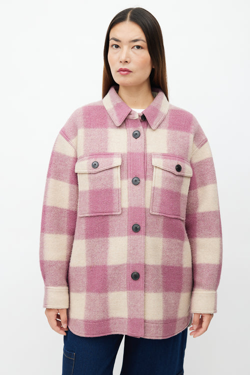 Isabel Marant Étoile Purple 
Cream Wool Haverli Check Jacket