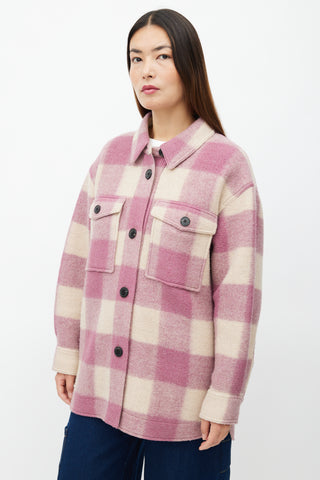 Isabel Marant Étoile Purple 
Cream Wool Haverli Check Jacket