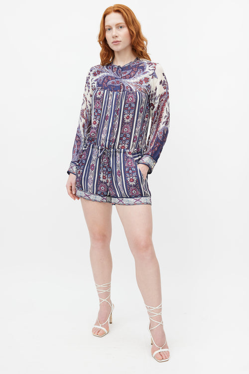 Isabel Marant Étoile Purple 
Multicolour Print Longsleeve Romper