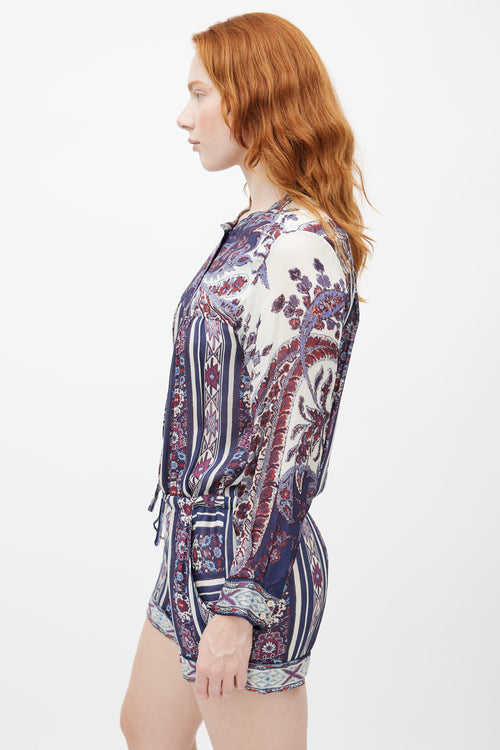 Isabel Marant Étoile Purple 
Multicolour Print Longsleeve Romper