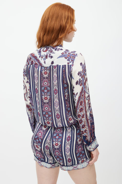 Isabel Marant Étoile Purple 
Multicolour Print Longsleeve Romper