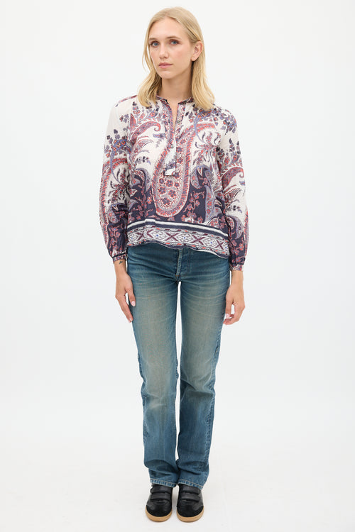 Isabel Marant Étoile Purple 
Multicolour Cotton Floral Paisley Top