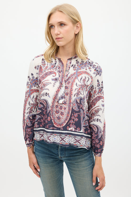 Isabel Marant Étoile Purple 
Multicolour Cotton Floral Paisley Top