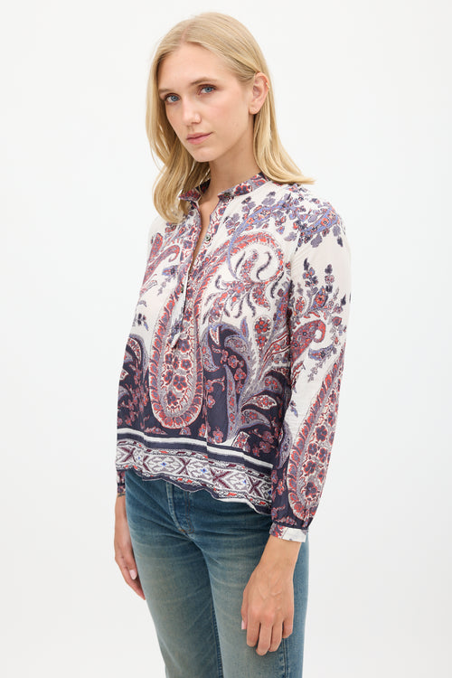 Isabel Marant Étoile Purple 
Multicolour Cotton Floral Paisley Top