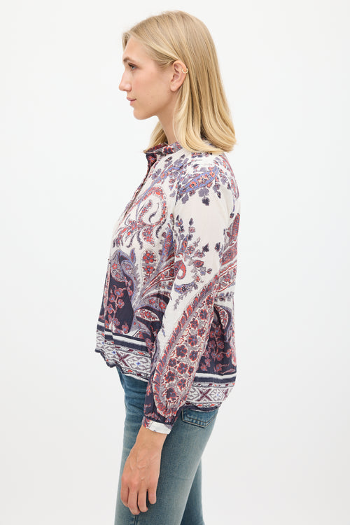 Isabel Marant Étoile Purple 
Multicolour Cotton Floral Paisley Top