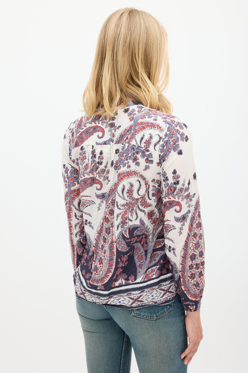 Isabel Marant Étoile Purple 
Multicolour Cotton Floral Paisley Top