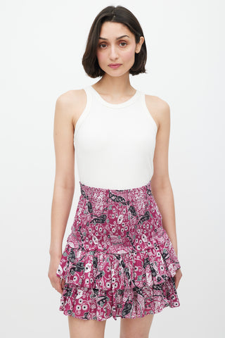 Isabel Marant Étoile Purple 
Multicolour Floral Smocked Skirt