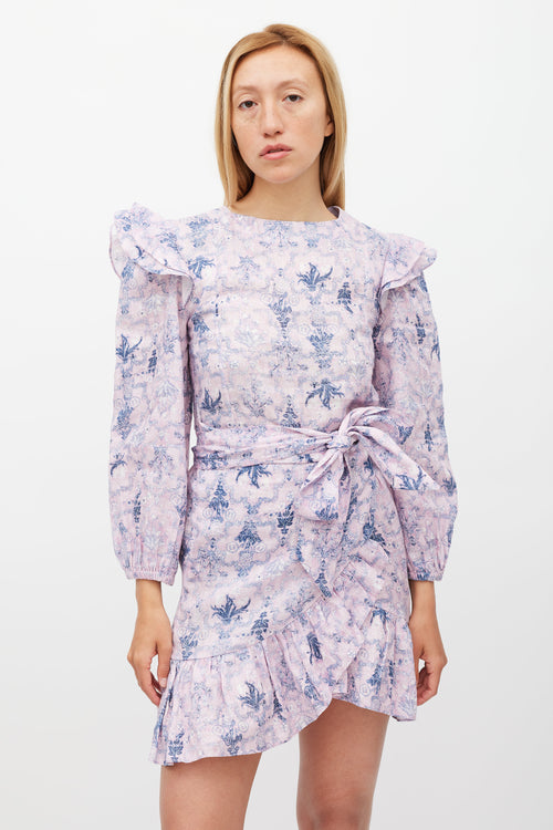 Isabel Marant Étoile Purple 
Navy Linen Telicia Floral Dress