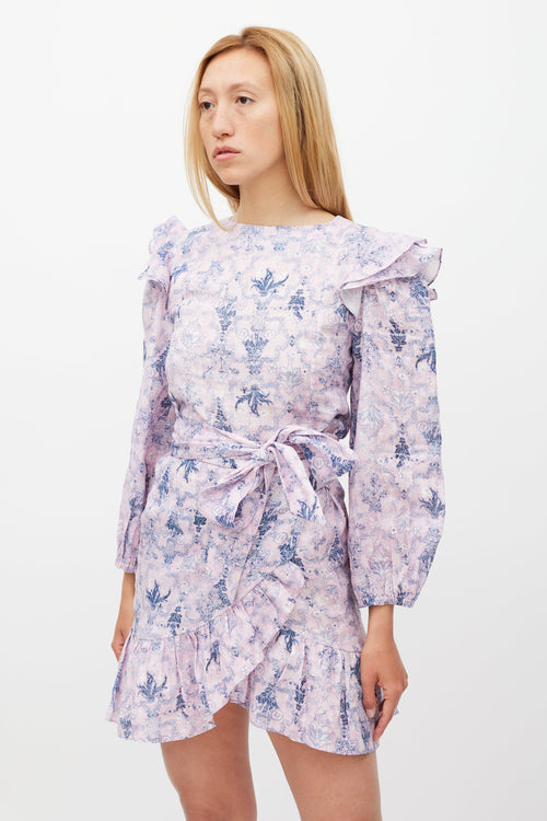 Isabel Marant Étoile Purple 
Navy Linen Telicia Floral Dress