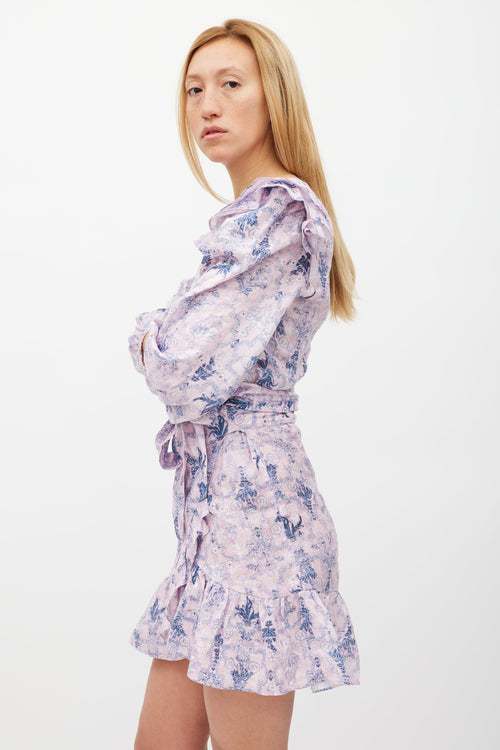 Isabel Marant Étoile Purple 
Navy Linen Telicia Floral Dress