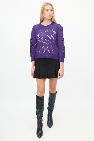 Isabel Marant Étoile Purple Open Knit Wool Sweater