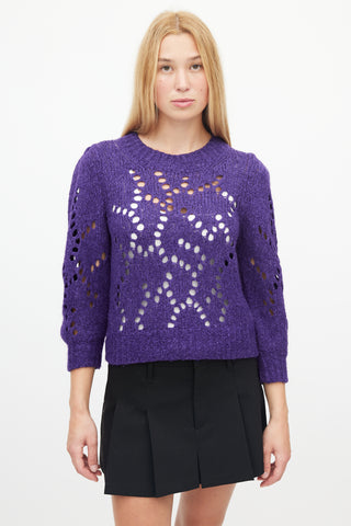 Isabel Marant Étoile Purple Open Knit Wool Sweater