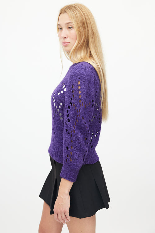 Isabel Marant Étoile Purple Open Knit Wool Sweater