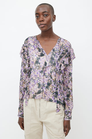 Isabel Marant Étoile Purple Print Semi Sheer Blouse