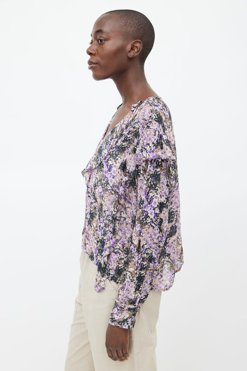 Isabel Marant Étoile Purple Print Semi Sheer Blouse