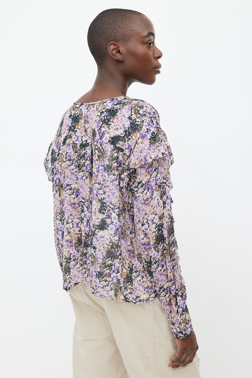 Isabel Marant Étoile Purple Print Semi Sheer Blouse