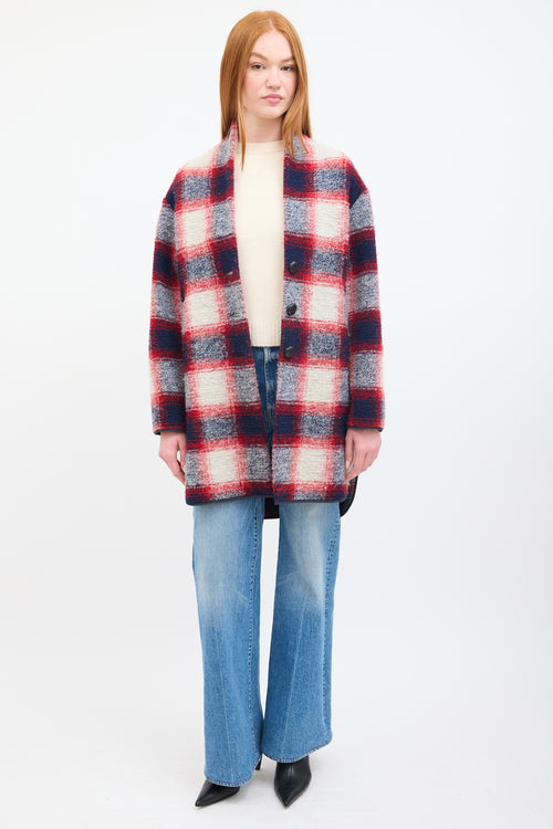 Isabel Marant Étoile Red 
Multi Wool Checkered  Coat