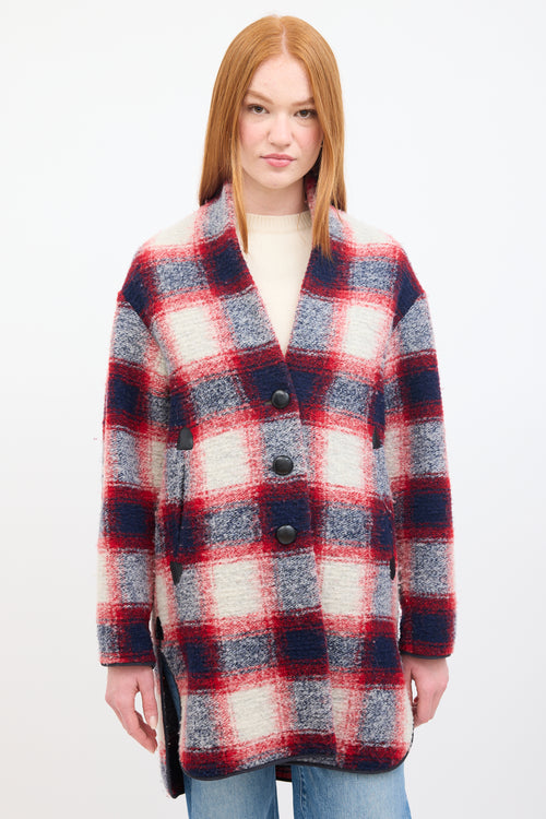 Isabel Marant Étoile Red 
Multi Wool Checkered  Coat