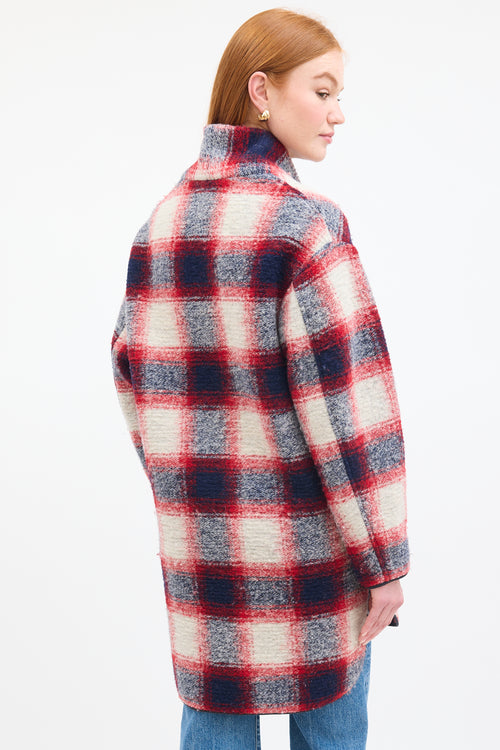 Isabel Marant Étoile Red 
Multi Wool Checkered  Coat