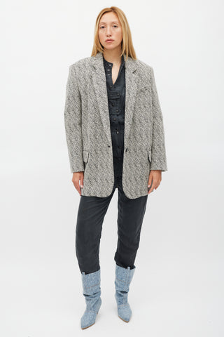 Isabel Marant Étoile White 
Black Herringbone Cikaito Coat