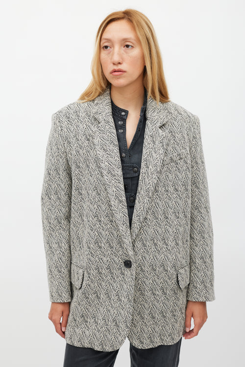 Isabel Marant Étoile White 
Black Herringbone Cikaito Coat