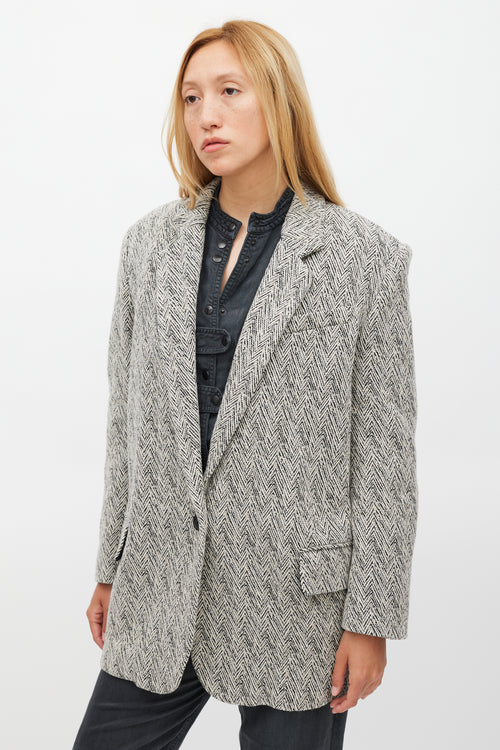 Isabel Marant Étoile White 
Black Herringbone Cikaito Coat