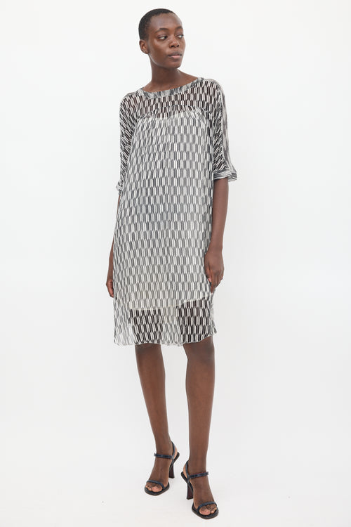 Isabel Marant Étoile Black 
White Sheer Printed Zaggy Dress