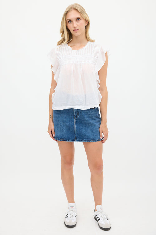 Isabel Marant Étoile White Cotton Layona Pleated Top