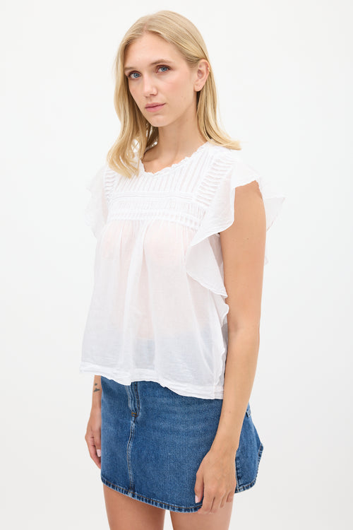 Isabel Marant Étoile White Cotton Layona Pleated Top