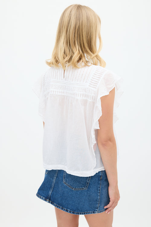 Isabel Marant Étoile White Cotton Layona Pleated Top