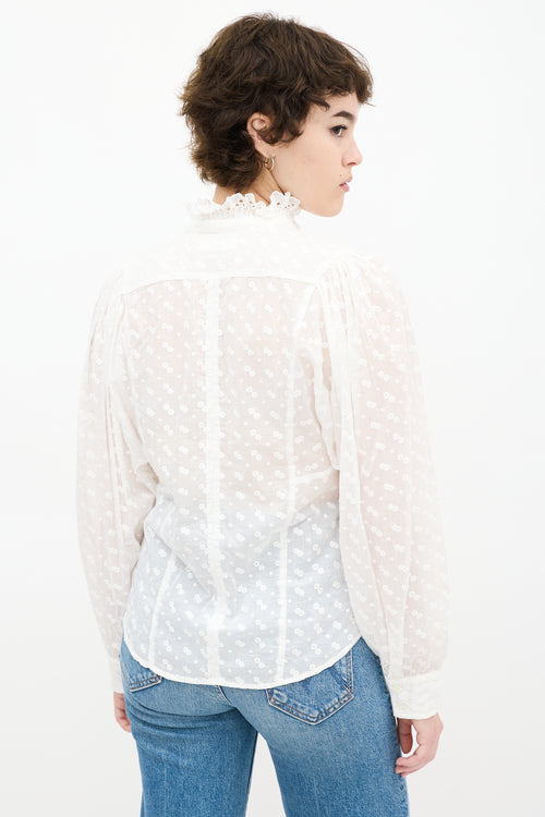 Isabel Marant Etoile White Floral Eyelet Shirt