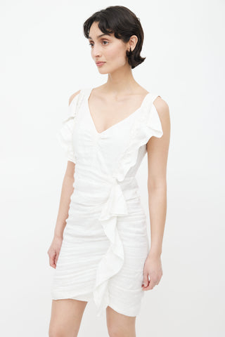 Isabel Marant Étoile White Linen Ruffle Mini Dress