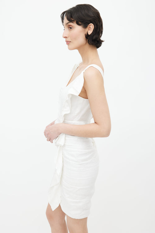 Isabel Marant Étoile White Linen Ruffle Mini Dress