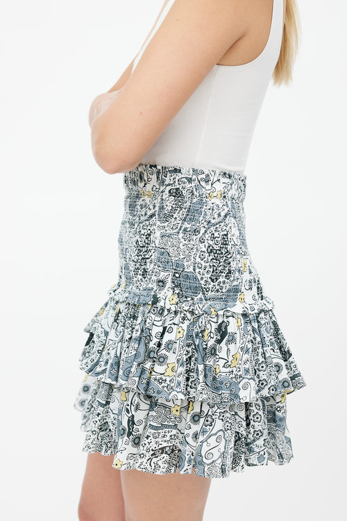 Isabel Marant Étoile White 
Multicolour Ruffled Smock Skirt