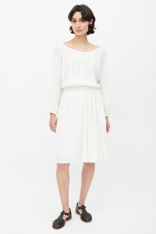 Isabel Marant Étoile White Smocked Long Sleeve Dress