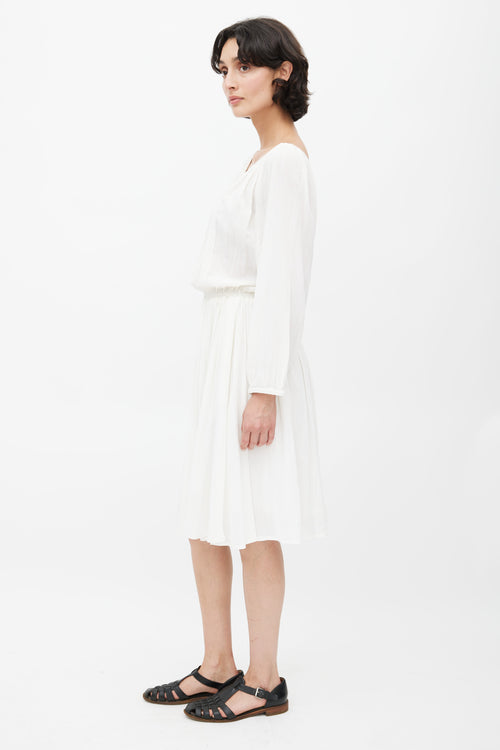 Isabel Marant Étoile White Smocked Long Sleeve Dress