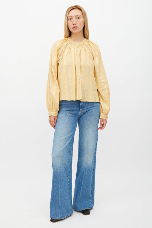 Isabel Marant Étoile Yellow Eyelet Lace Janelle Blouse