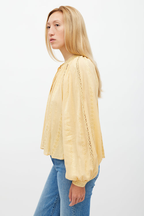 Isabel Marant Étoile Yellow Eyelet Lace Janelle Blouse