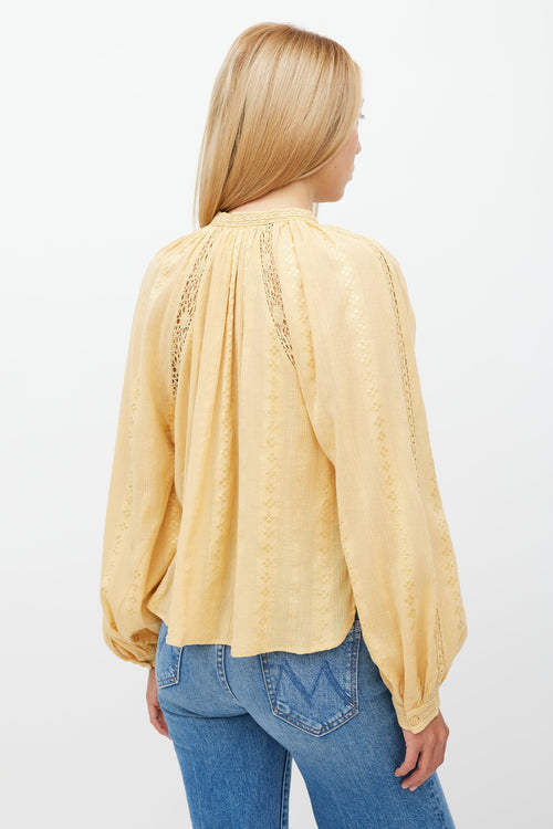 Isabel Marant Étoile Yellow Eyelet Lace Janelle Blouse