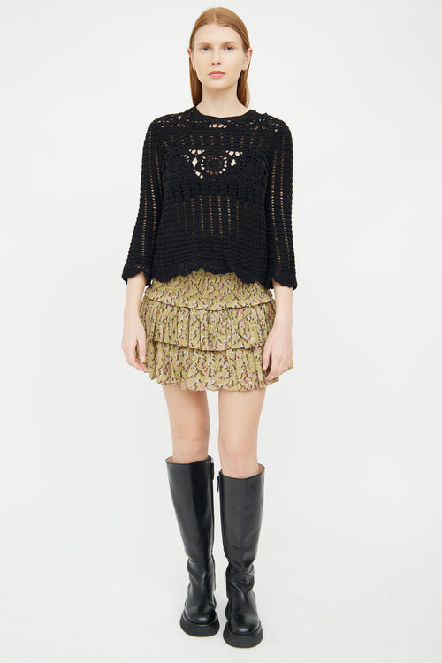 Isabel Marant Étoile Black Crochet Scalloped Sweater