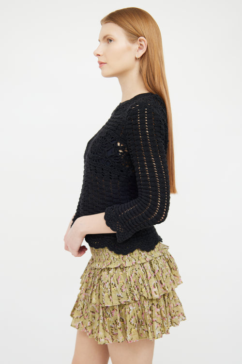 Isabel Marant Étoile Black Crochet Scalloped Sweater