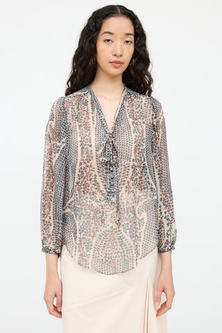 Pattern Sheer Blouse