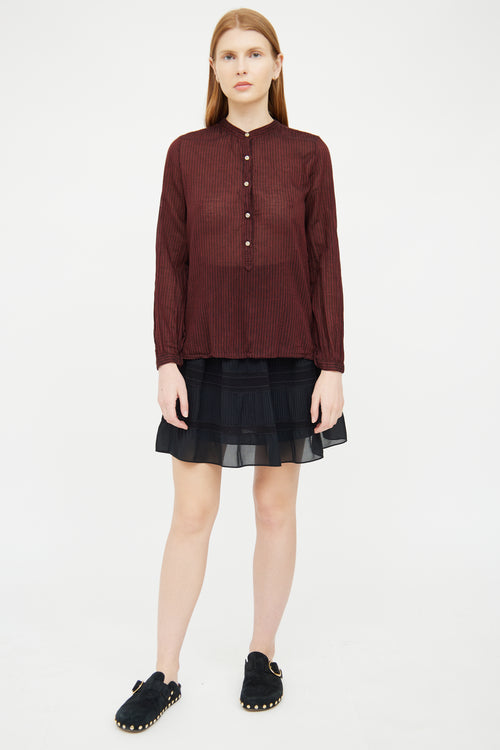 Isabel Marant Étoile Red 
Black Stripe Blouse