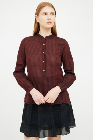 Isabel Marant Étoile Red 
Black Stripe Blouse