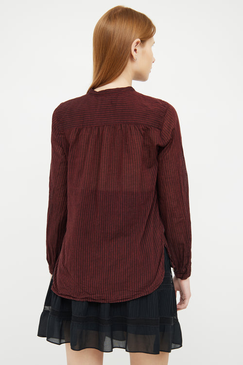 Isabel Marant Étoile Red 
Black Stripe Blouse