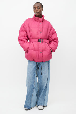 Isabel Marant Fuschia Belted Puffer  Coat