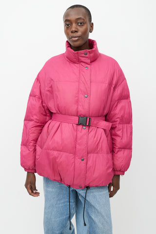 Isabel Marant Fuschia Belted Puffer  Coat